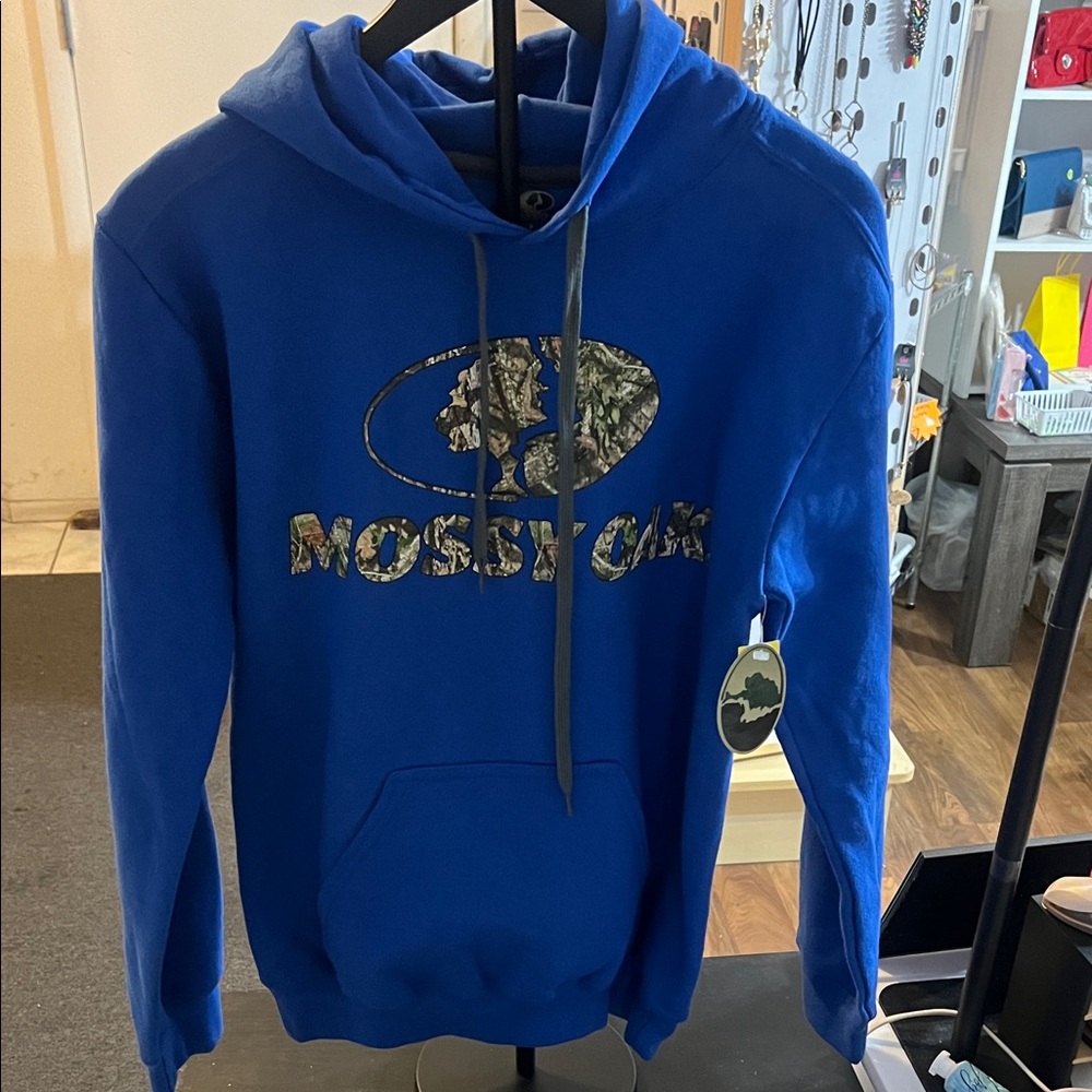 Mossy Oak Royal Blue Pullover Hoodie with Camo Logo